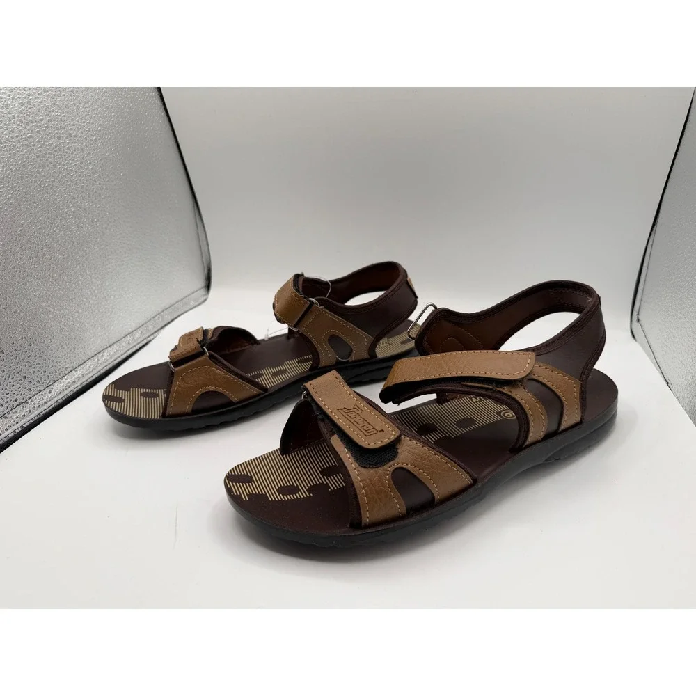 Paragon Tan Floater Sandals Mens 9 Brown Adjustable Strap Sporty Casual 8885 NEW